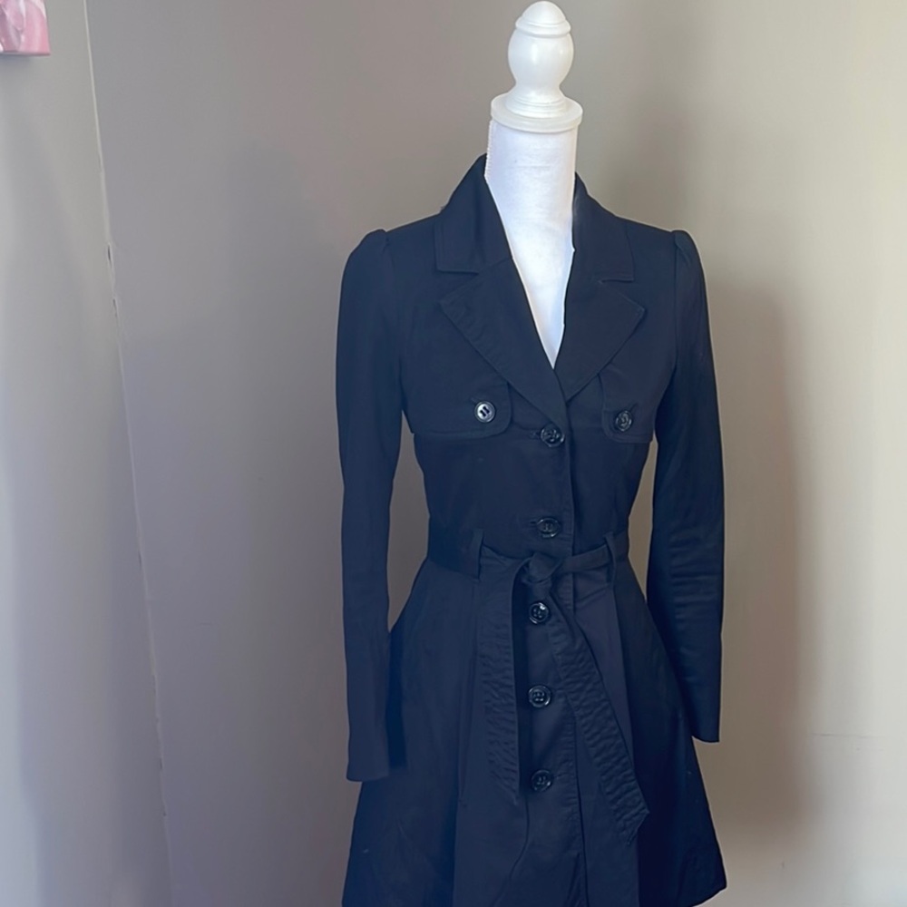Chic Black Belted Trench Coat